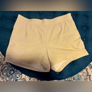 New York and Company Vintage Beige and White polka dotted shorts. Size 18